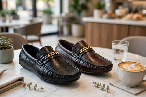 Gold Edition Crocodile Loafer with Chain - Men's Premium Loafer