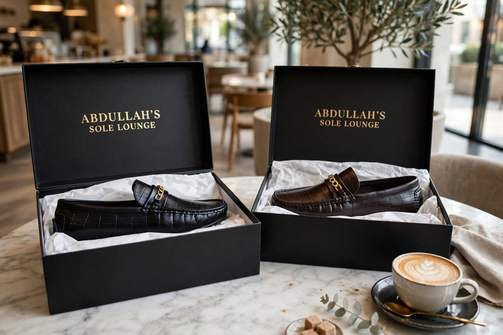 Gold Edition Crocodile Loafer with Chain - Men's Premium Loafer