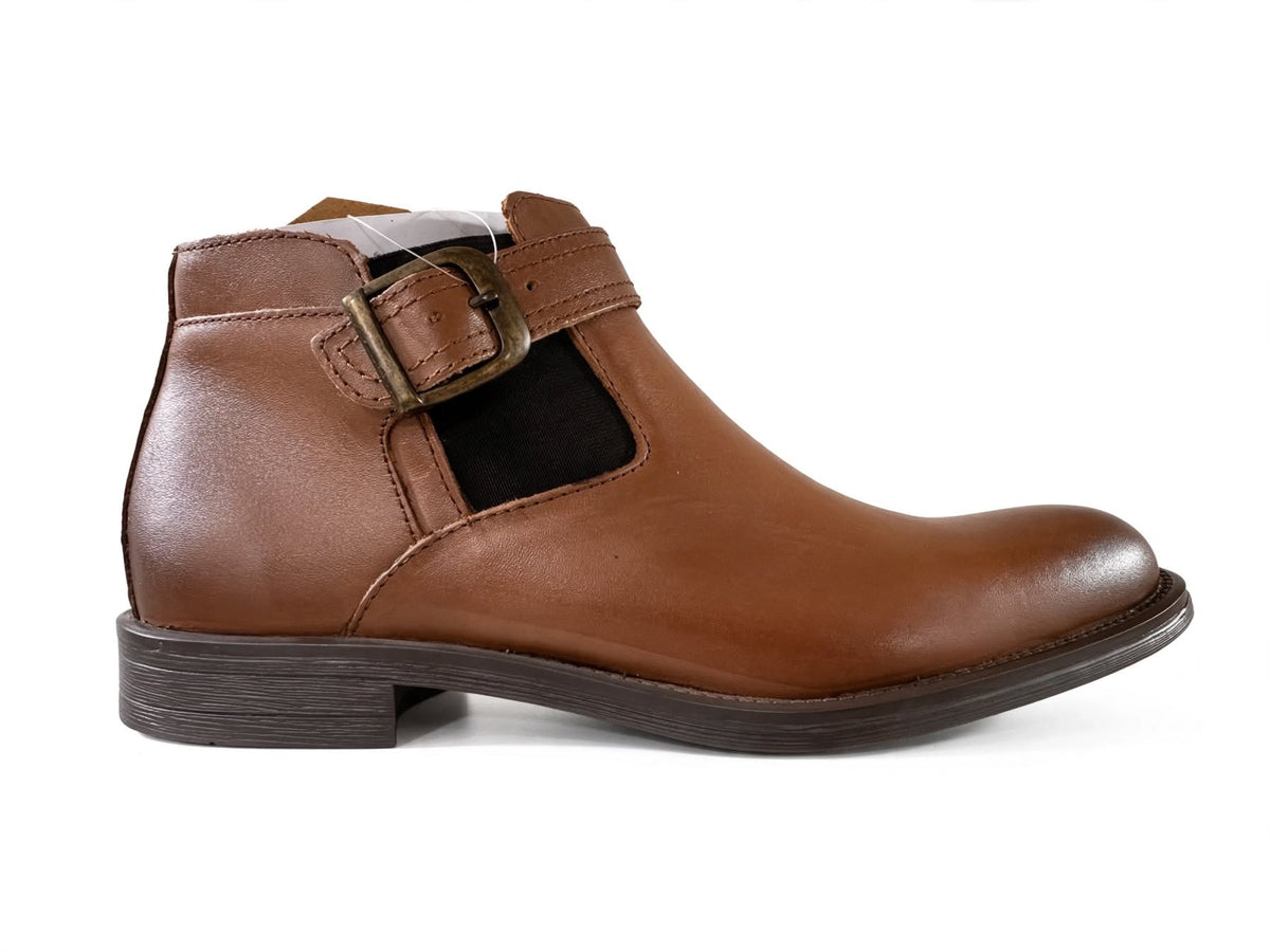 Men's Buckle Strap Chelsea Ankle Boots - Premium Leather | Black & Brown