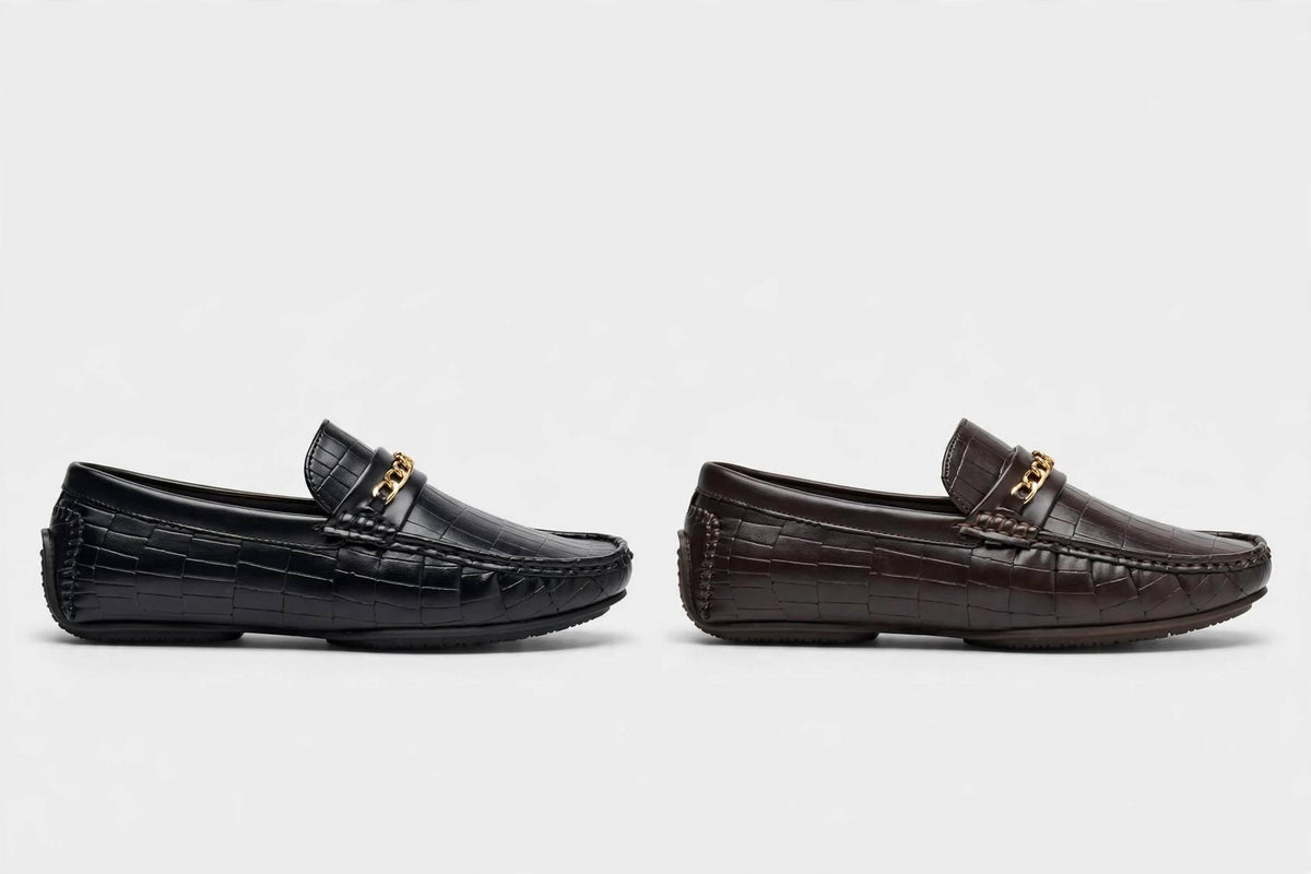 Gold Edition Crocodile Loafer with Chain - Men's Premium Loafer