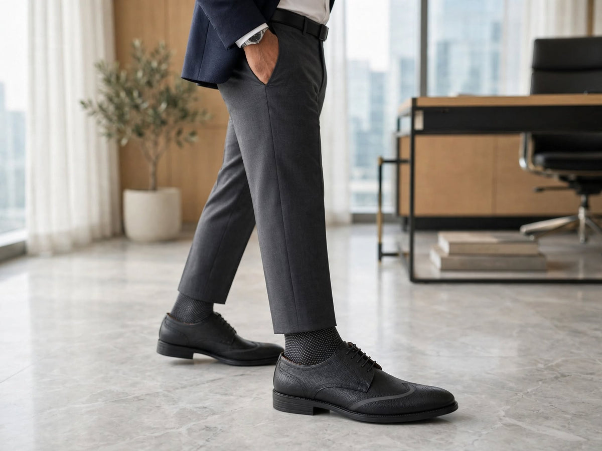 The Executive Wingtip - Premium Black Derby Formal Shoes