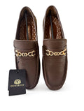 DUNEBURY - The Icon Brown Chain Loafer | Dune Texture with Gold Chain & Memory Foam