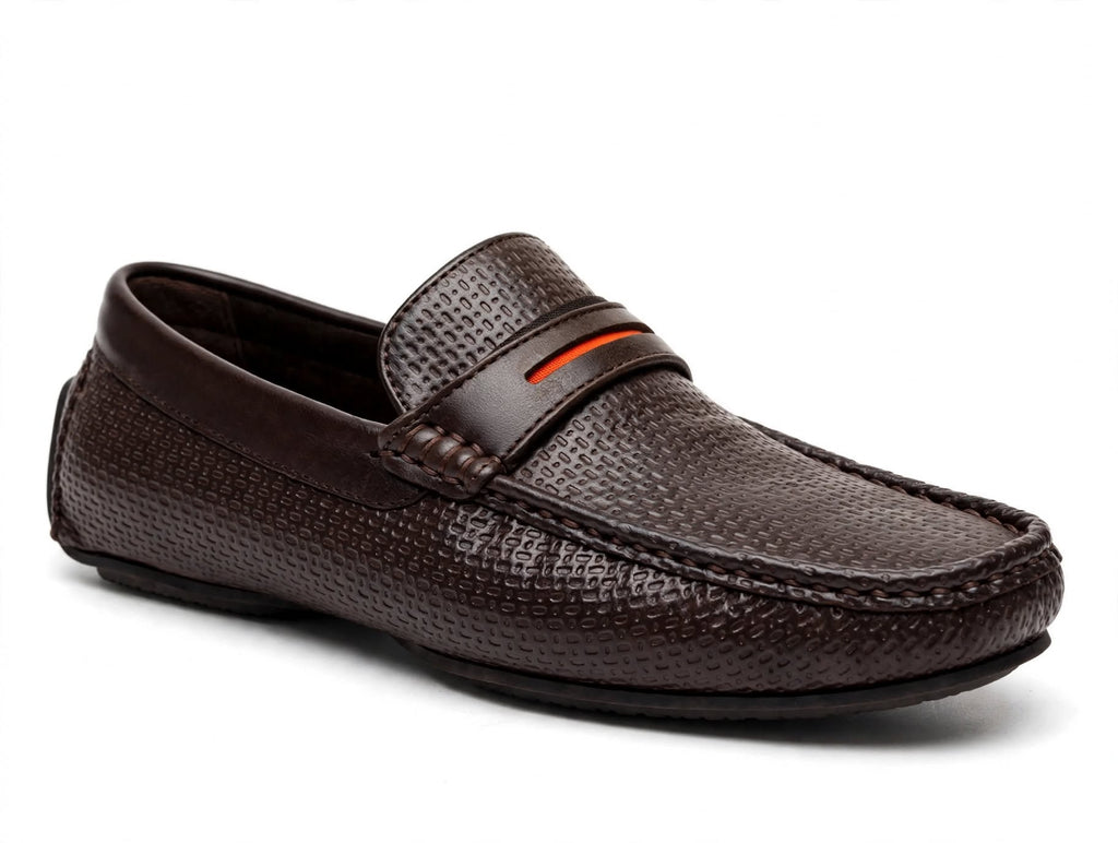 Abdullah's Sole Lounge - Woven Penny Loafer | Premium Textured Leather Loafer for Men | Black & Dark Chocolate Brown