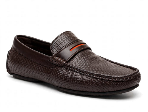 Abdullah's Sole Lounge - Woven Penny Loafer | Premium Textured Leather Loafer for Men | Black & Dark Chocolate Brown