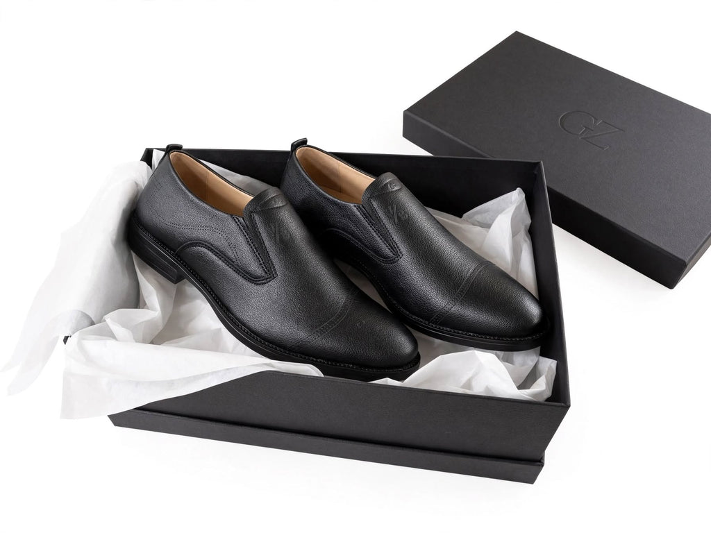 GZ Black Formal Slip-On - Handcrafted Leather Dress Shoes for Men