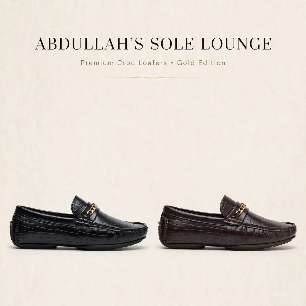 Gold Edition Crocodile Loafer with Chain - Men's Premium Loafer