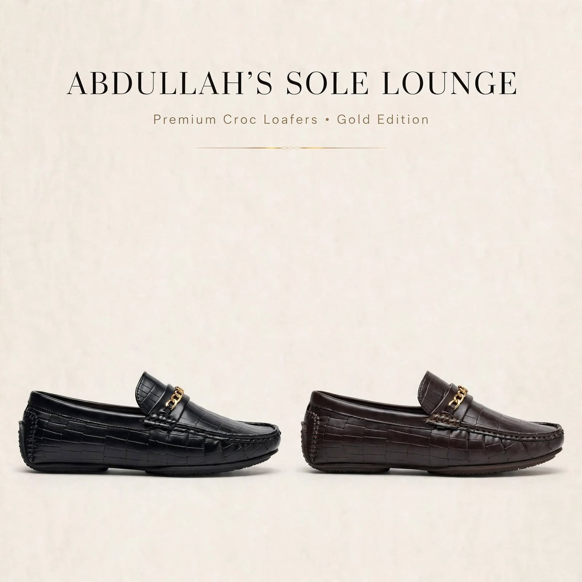 Gold Edition Crocodile Loafer with Chain - Men's Premium Loafer