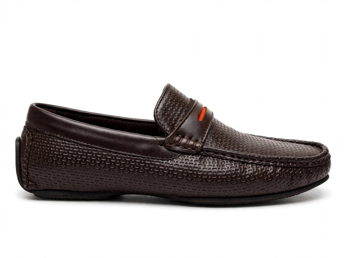 Abdullah's Sole Lounge - Woven Penny Loafer | Premium Textured Leather Loafer for Men | Black & Dark Chocolate Brown