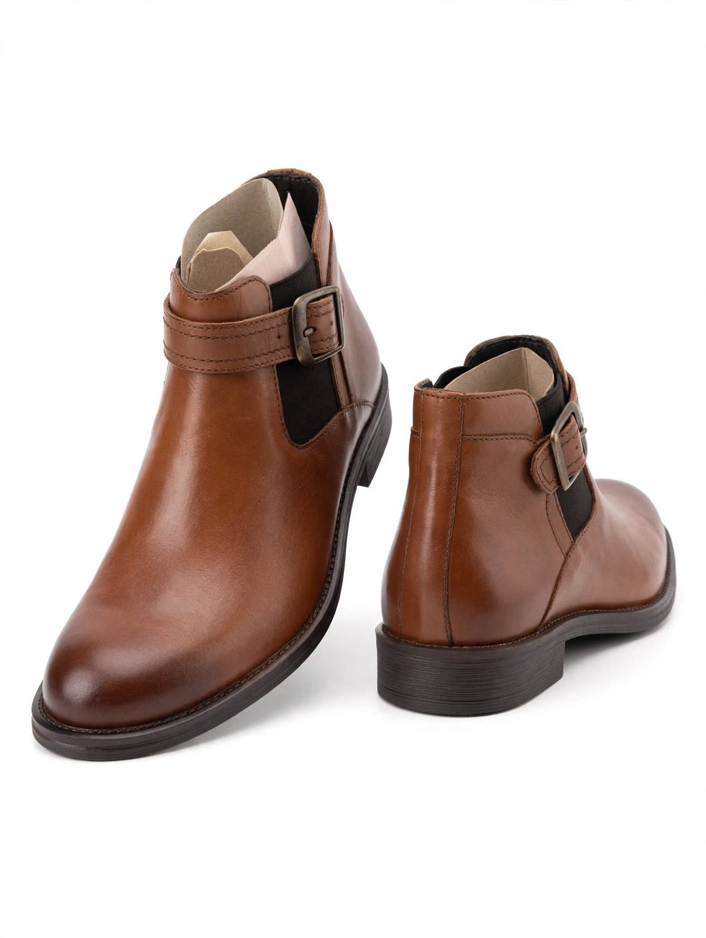 Men's Buckle Strap Chelsea Ankle Boots - Premium Leather | Black & Brown