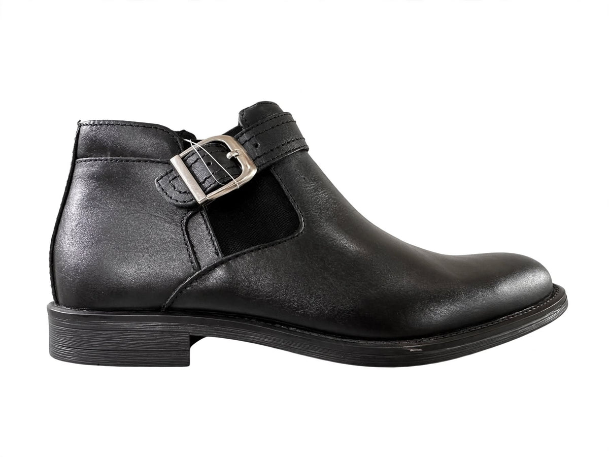 Men's Buckle Strap Chelsea Ankle Boots - Premium Leather | Black & Brown