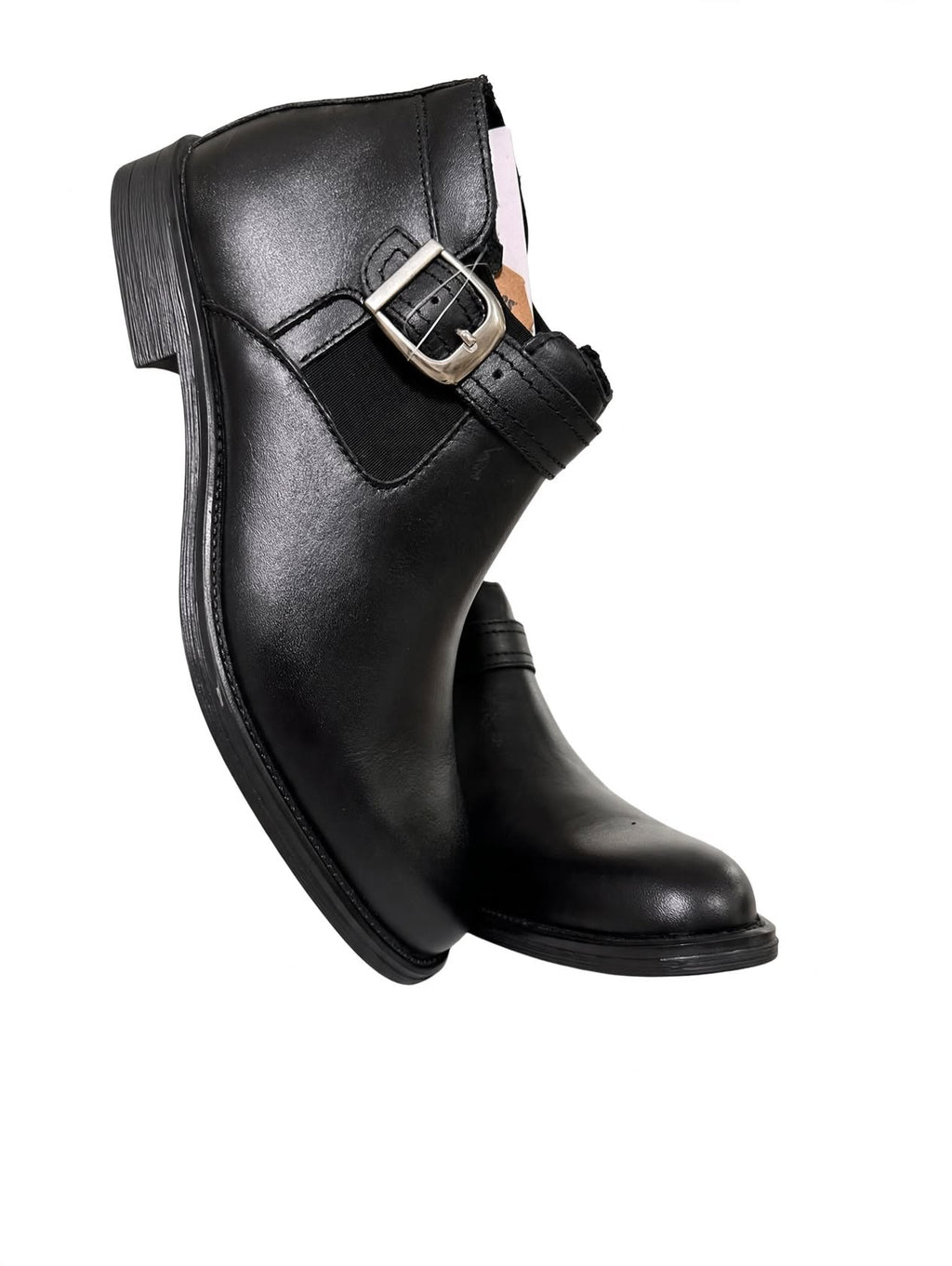 Men's Buckle Strap Chelsea Ankle Boots - Premium Leather | Black & Brown