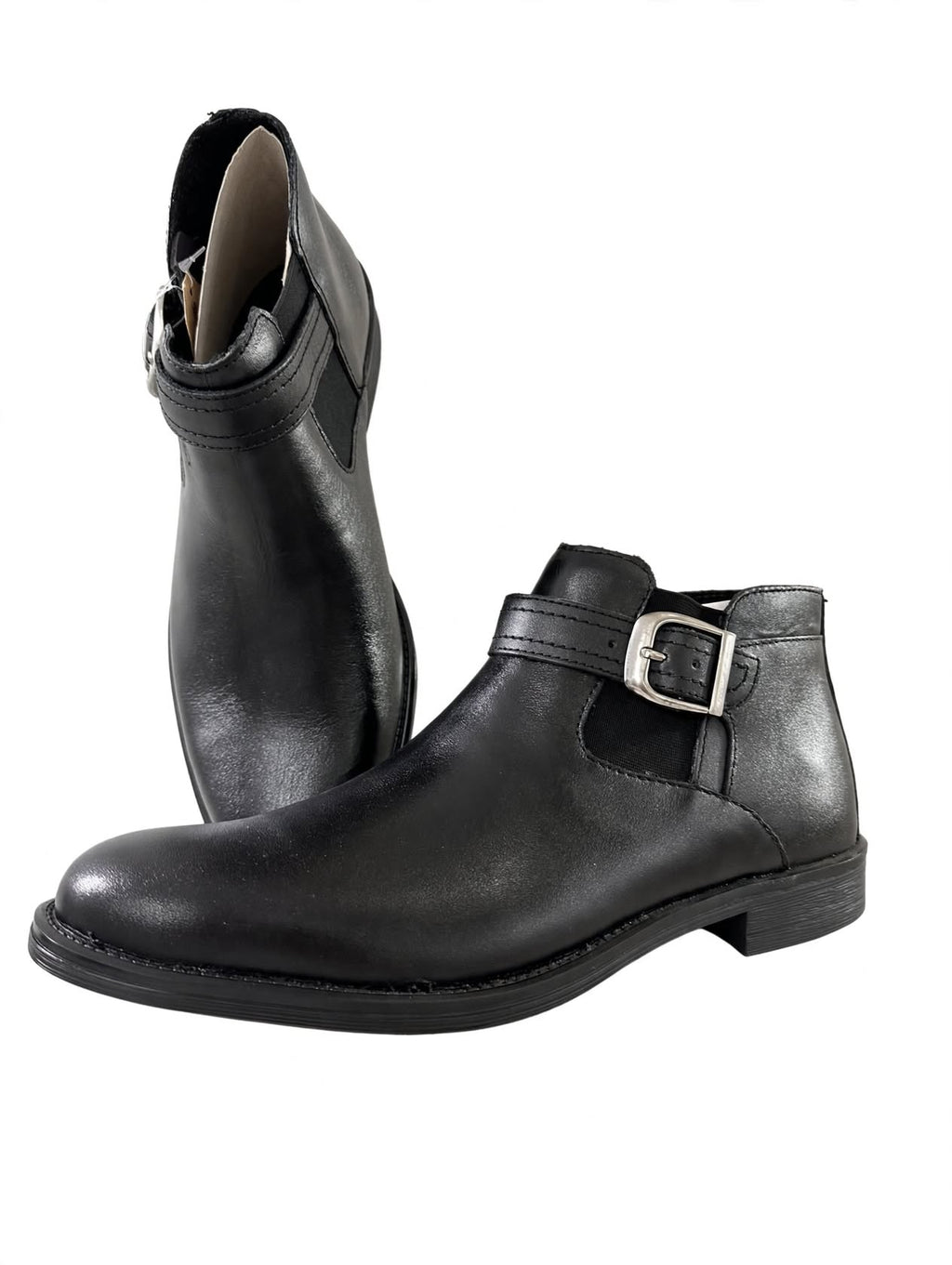 Men's Buckle Strap Chelsea Ankle Boots - Premium Leather | Black & Brown
