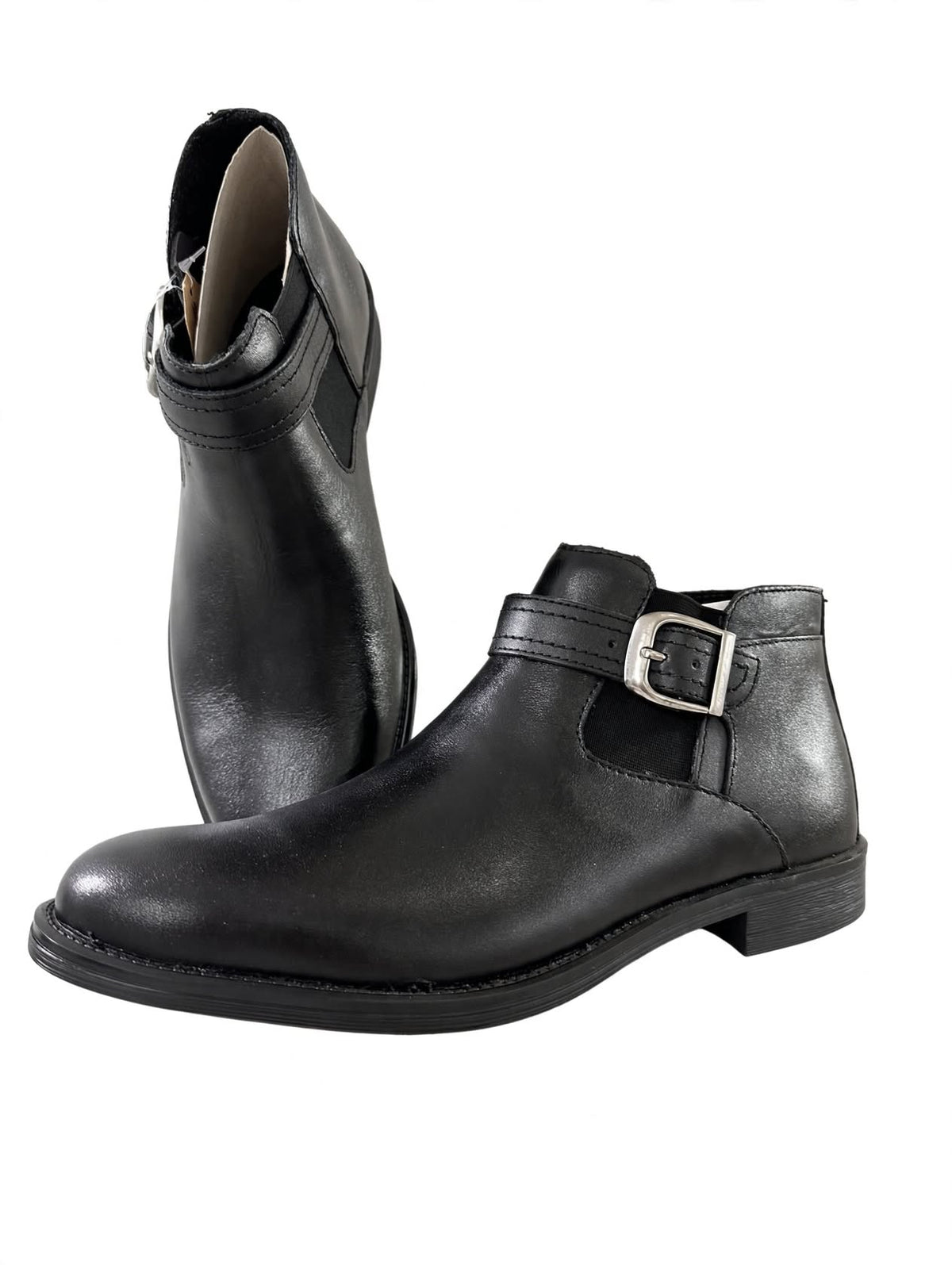 Men's Buckle Strap Chelsea Ankle Boots - Premium Leather | Black & Brown